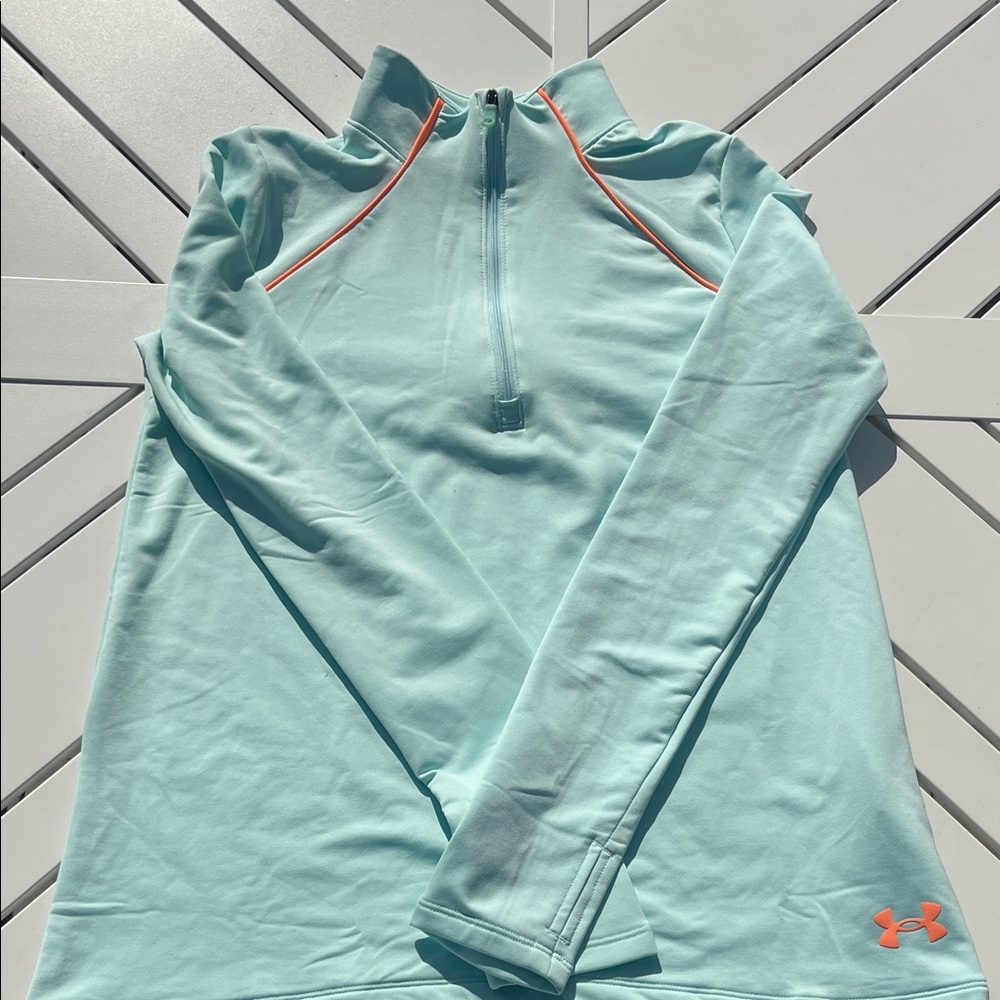 Under Armour Aqua Half-Zip Pullover with Coral Accents